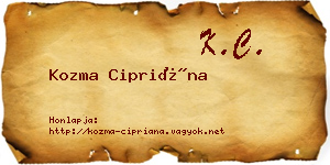 Kozma Cipriána névjegykártya